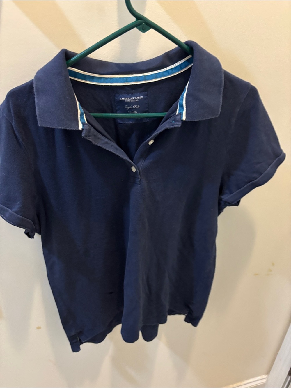 American Eagle Outfitters Navy Polo with Contrast Collar Trim